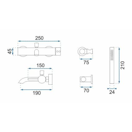 REA-B7987 - Vannas komplekts LUNGO birstēta vara