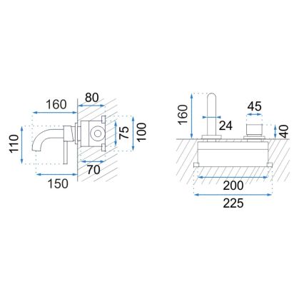 REA-B8652 - Izlietnes jaucējkrāns iebūvei LUNGO ar birstētu zelta apdari