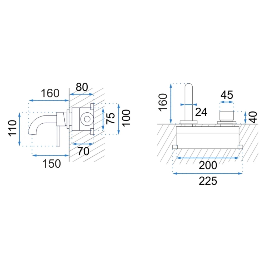 REA-B8652 - Izlietnes jaucējkrāns iebūvei LUNGO ar birstētu zelta apdari