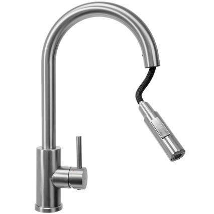 REA-B9146 - Izlietnes jaucējkrāns ar izvelkamu izsmidzinātāju FRESH 39,5 cm nikls