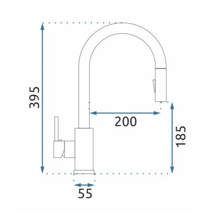 REA-B9146 - Izlietnes jaucējkrāns ar izvelkamu izsmidzinātāju FRESH 39,5 cm nikls