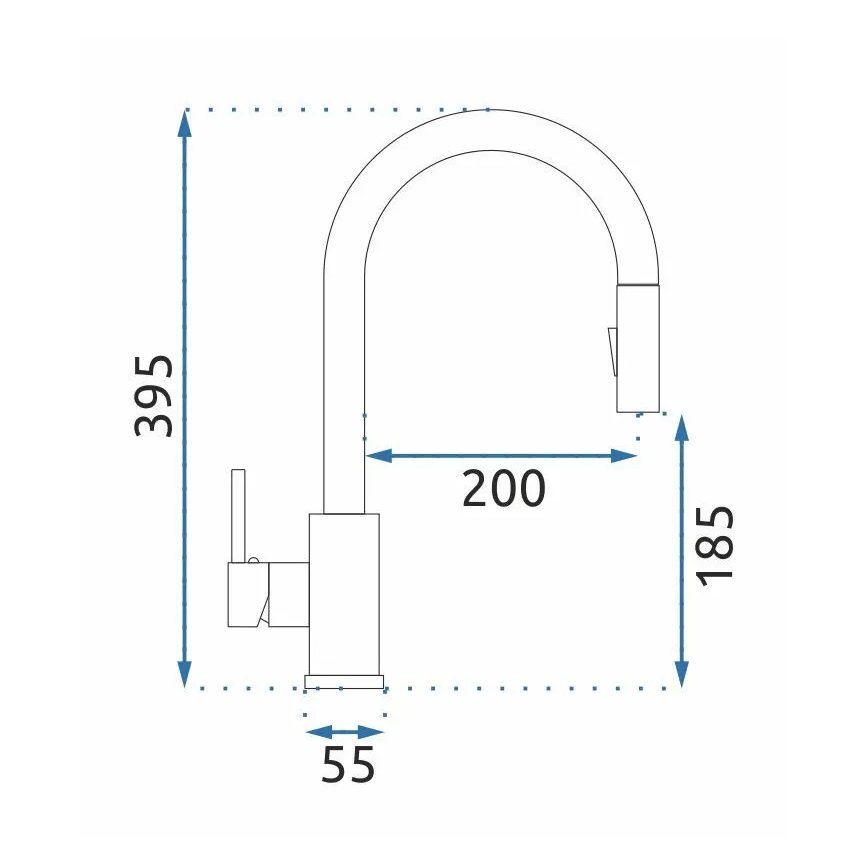 REA-B9146 - Izlietnes jaucējkrāns ar izvelkamu izsmidzinātāju FRESH 39,5 cm nikls