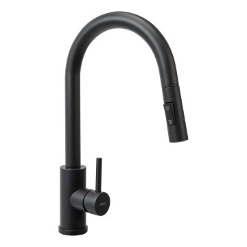 REA-B9147 - Izlietnes jaucējkrāns ar izvelkamu izsmidzinātāju FRESH, 39,5 cm, matēts melns