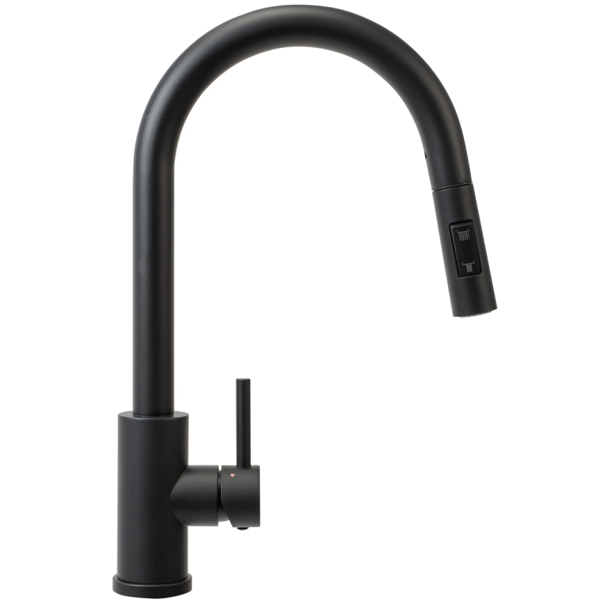 REA-B9147 - Izlietnes jaucējkrāns ar izvelkamu izsmidzinātāju FRESH, 39,5 cm, matēts melns