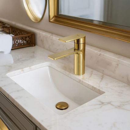 REA-B9981 - Zelta izlietnes jaucējkrāns STORM 15 cm