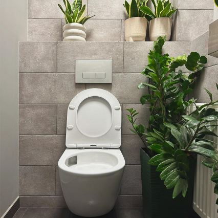 REA-C1259 - Pakarināms WC ar tualetes sēdekli CARLO MINI TORNADO RIMLESS keramika/spīdīgi balta