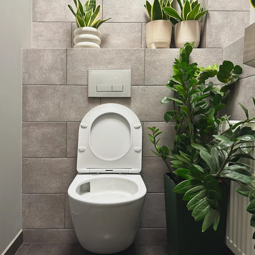 REA-C1259 - Pakarināms WC ar tualetes sēdekli CARLO MINI TORNADO RIMLESS keramika/spīdīgi balta
