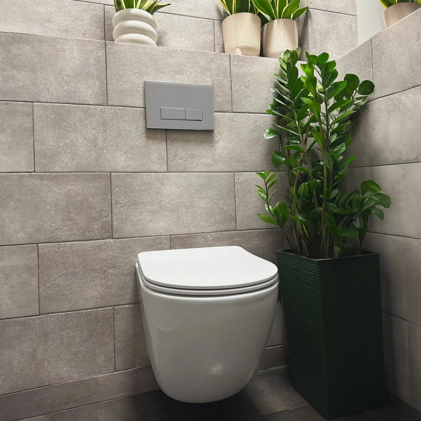 REA-C1259 - Pakarināms WC ar tualetes sēdekli CARLO MINI TORNADO RIMLESS keramika/spīdīgi balta