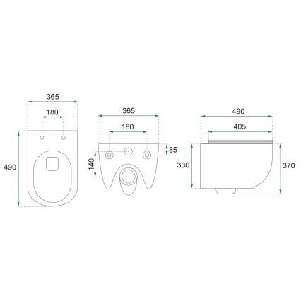 REA-C1259 - Pakarināms WC ar tualetes sēdekli CARLO MINI TORNADO RIMLESS keramika/spīdīgi balta