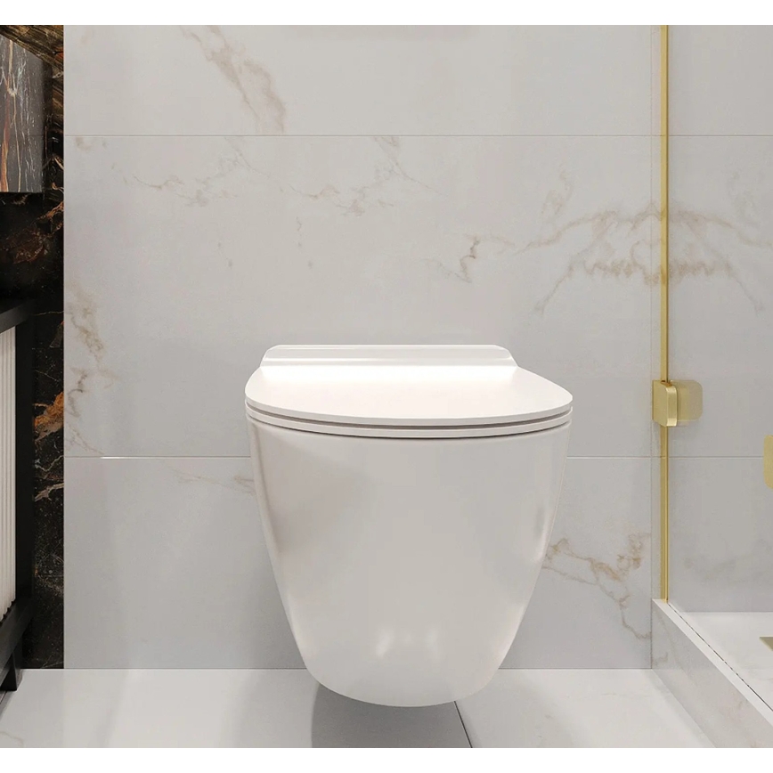 REA-C1400 - Karājošais WC ar sēdekli CARTER RIMLESS keramika/balta