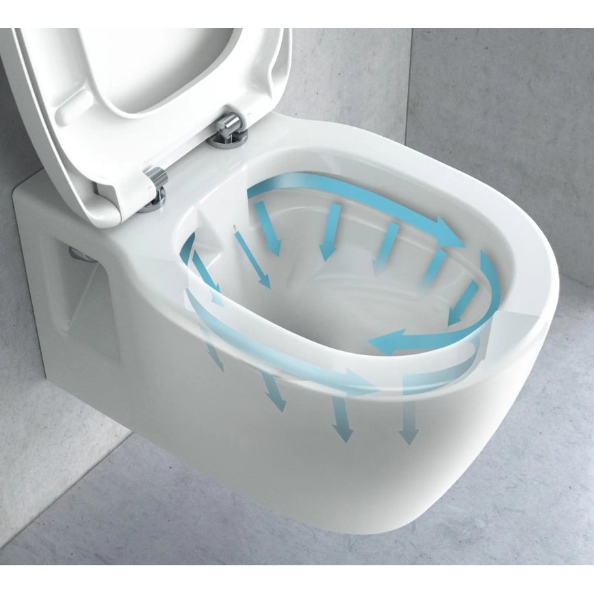 REA-C1400 - Karājošais WC ar sēdekli CARTER RIMLESS keramika/balta