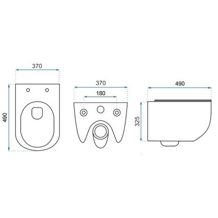 REA-C1400 - Karājošais WC ar sēdekli CARTER RIMLESS keramika/balta