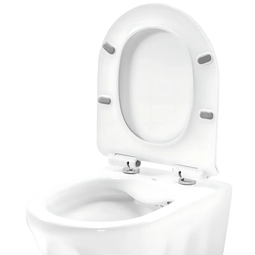 REA-C1652 - Karājams tualetes pods GUSTAVO RIMLESS ar sēdekli, keramika/balta