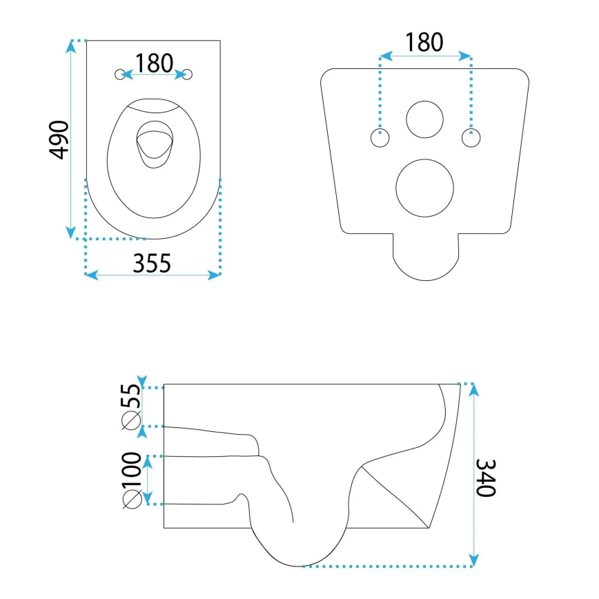 REA-C1652 - Karājams tualetes pods GUSTAVO RIMLESS ar sēdekli, keramika/balta