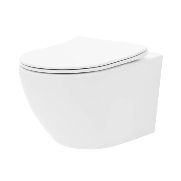 REA-C2760 - Karājošais WC ar sēdekli CARLO FLAT MINI RIMLESS keramika/spīdīgi balta