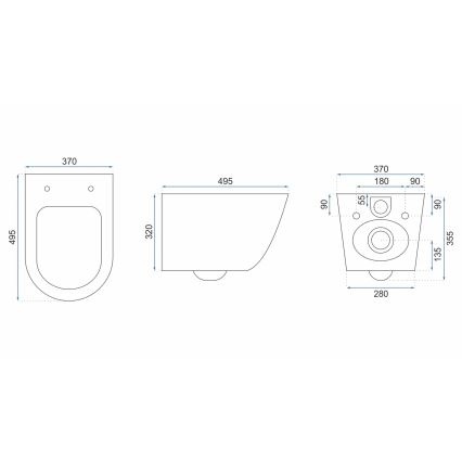 REA-C2760 - Karājošais WC ar sēdekli CARLO FLAT MINI RIMLESS keramika/spīdīgi balta