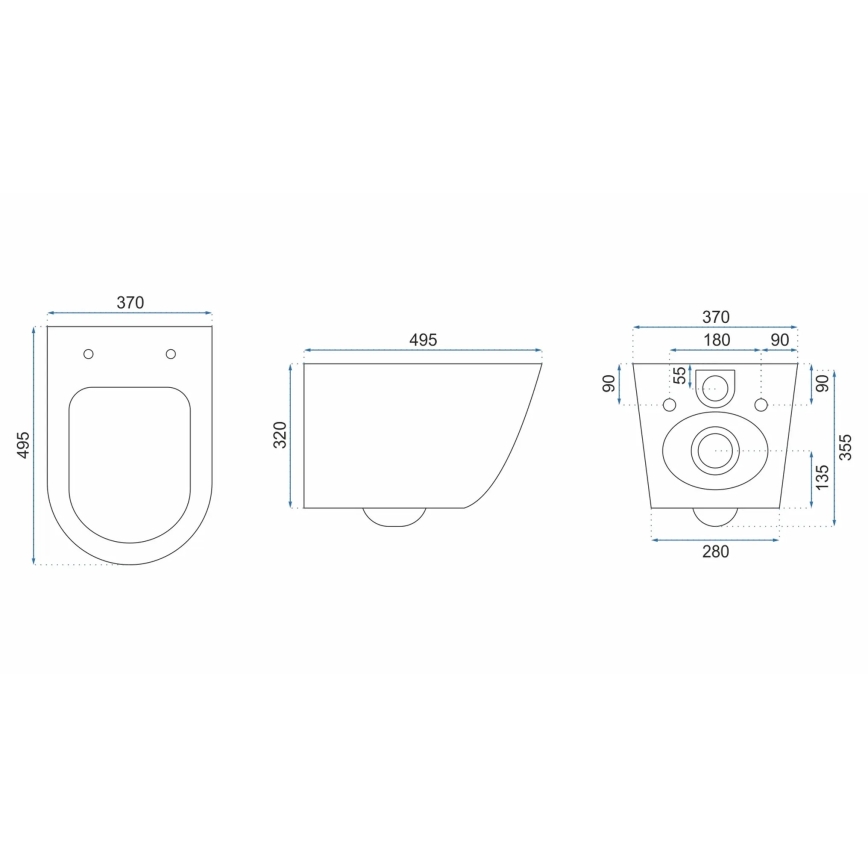 REA-C2760 - Karājošais WC ar sēdekli CARLO FLAT MINI RIMLESS keramika/spīdīgi balta
