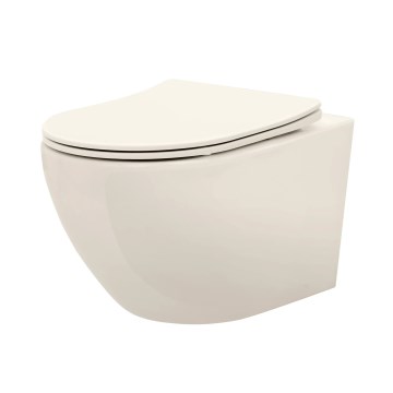 REA-C5500 - Sienas stiprināms WC ar sēdekli CARLO MINI TORNADO RIMLESS keramika/krēmkrāsā