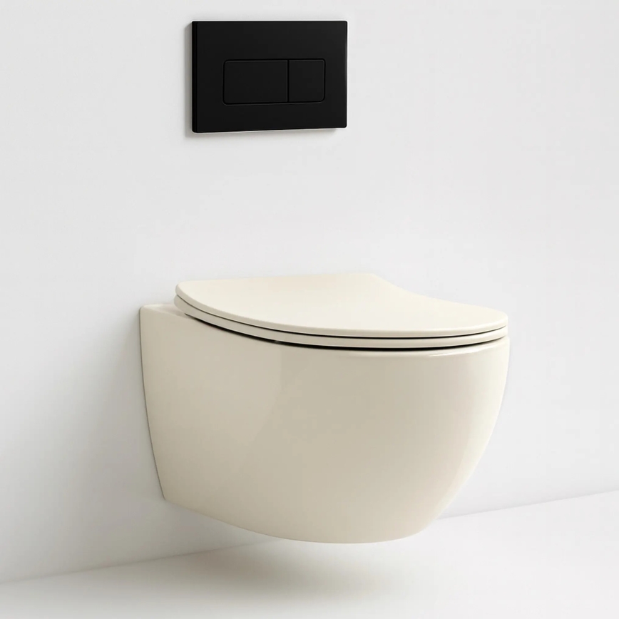 REA-C5500 - Sienas stiprināms WC ar sēdekli CARLO MINI TORNADO RIMLESS keramika/krēmkrāsā