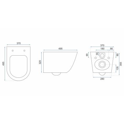 REA-C5500 - Sienas stiprināms WC ar sēdekli CARLO MINI TORNADO RIMLESS keramika/krēmkrāsā