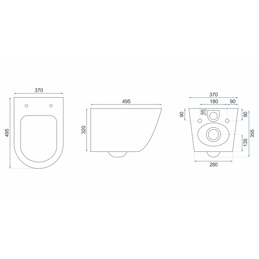 REA-C5500 - Sienas stiprināms WC ar sēdekli CARLO MINI TORNADO RIMLESS keramika/krēmkrāsā
