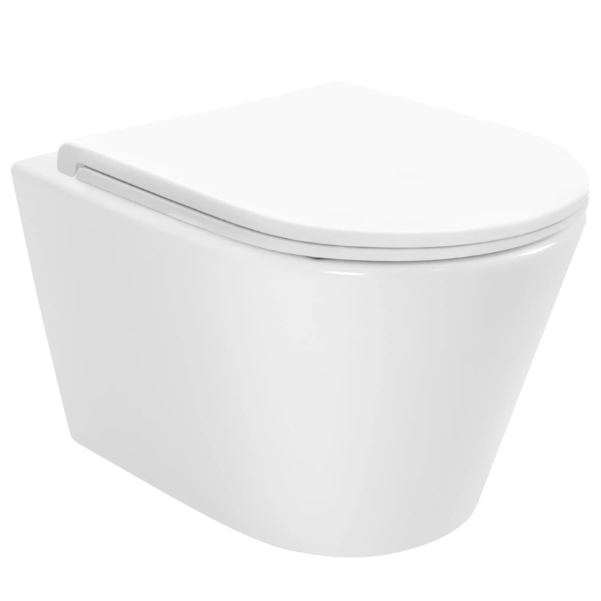 REA-C6800 - Karājamais WC ar tualetes sēdekli TITO TORNADO RIMLESS, keramika/balta