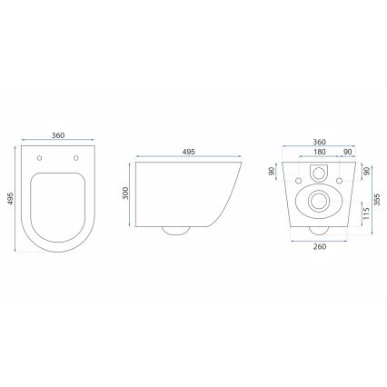 REA-C6800 - Karājamais WC ar tualetes sēdekli TITO TORNADO RIMLESS, keramika/balta