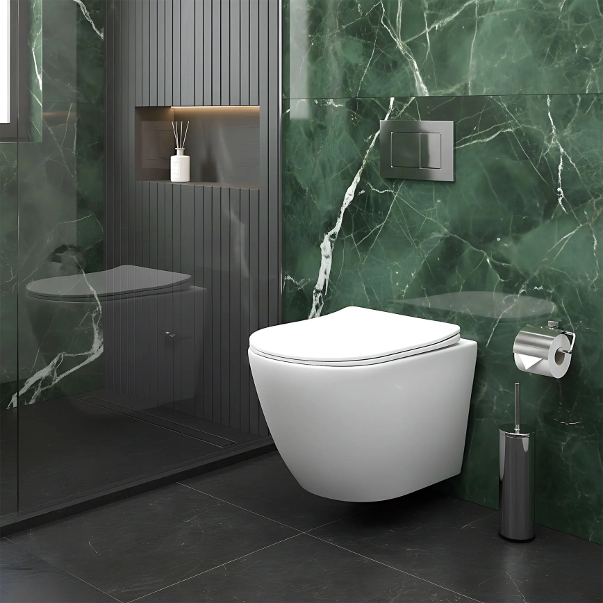 REA-C9701 - Piekaramais WC ar bidē dušu un tualetes sēdekli CARLO LUX keramika/balta