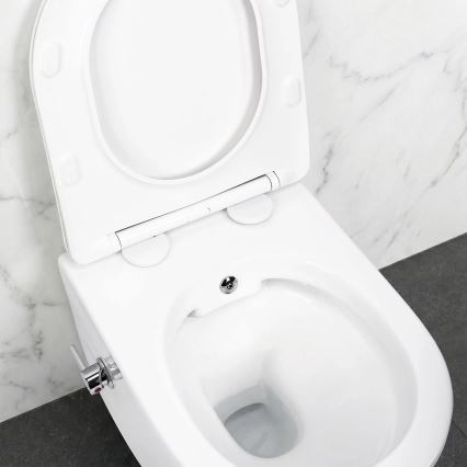 REA-C9701 - Piekaramais WC ar bidē dušu un tualetes sēdekli CARLO LUX keramika/balta