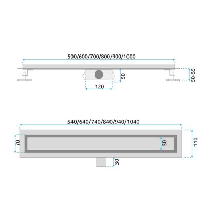 REA-G2502 - NEOX notekas kanāls 70 cm, nerūsējošais tērauds