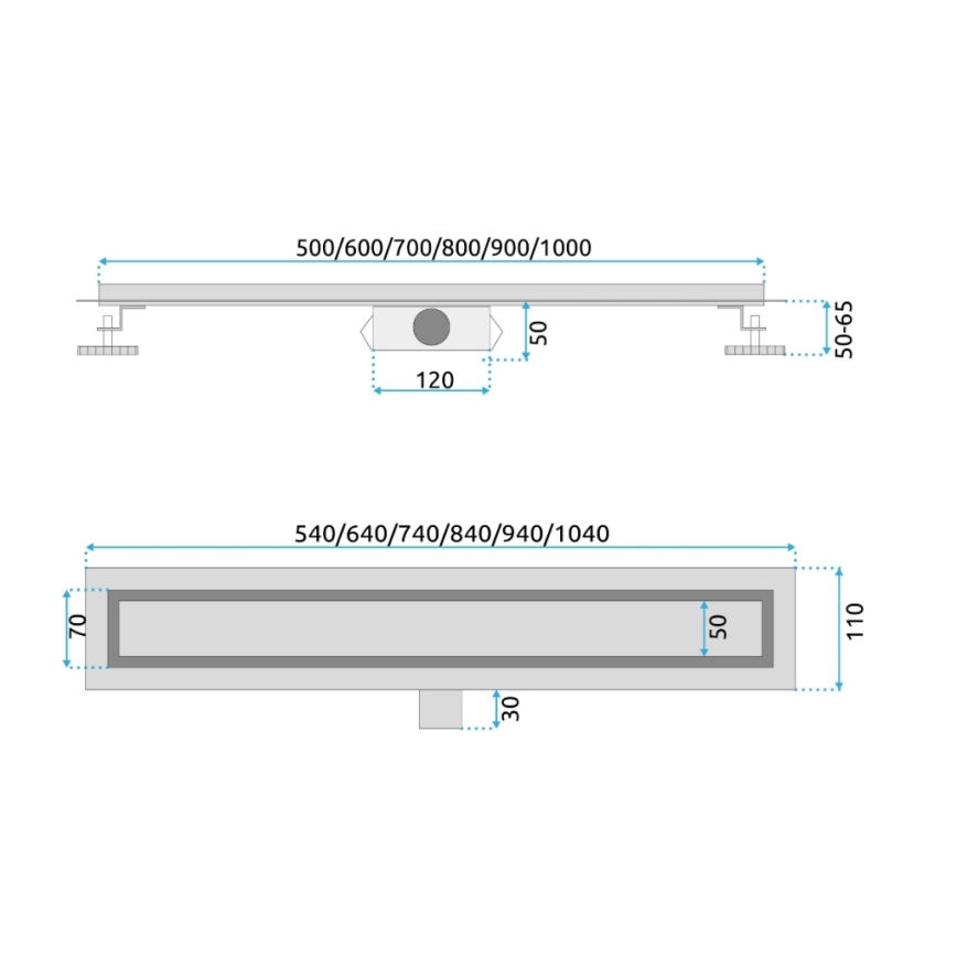REA-G2503 - NEOX 80 cm notekas kanāls no nerūsējošā tērauda