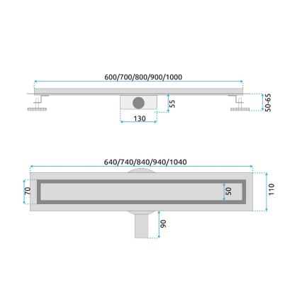 REA-G2703 - Notekas kanāls NEOX PRO 80 cm nerūsējošais tērauds/birstēta zelta apdare
