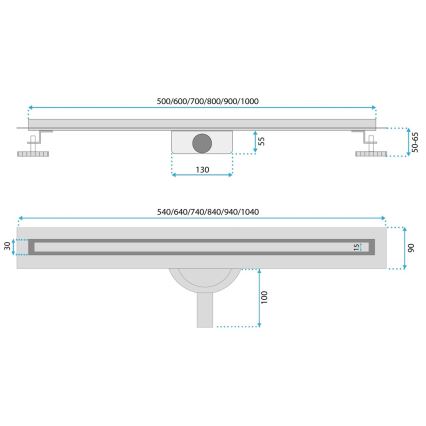 REA-G2710 - Lineārais drenāžas kanāls NEOX SLIM 70 cm, nerūsējošais tērauds/melns