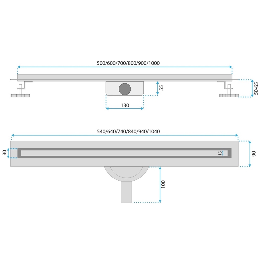 REA-G2710 - Lineārais drenāžas kanāls NEOX SLIM 70 cm, nerūsējošais tērauds/melns
