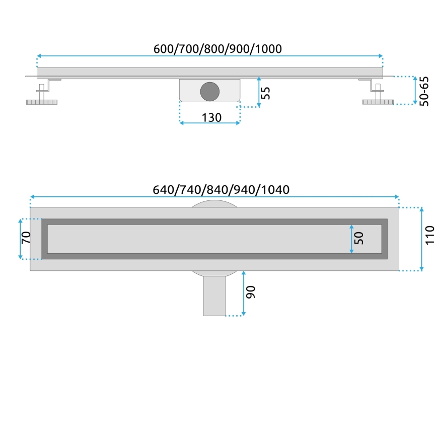 REA-G4802 - NEOX PRO notekas kanāls 80 cm, birstēta vara
