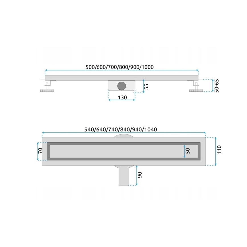 REA-G5808 - NEOX PRO notekas kanāls 70 cm, nerūsējošais tērauds