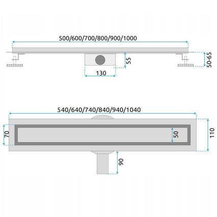 REA-G5811 - NEOX PRO 100 cm noteku kanāls, niķelis