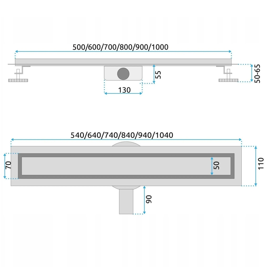 REA-G5811 - NEOX PRO 100 cm noteku kanāls, niķelis
