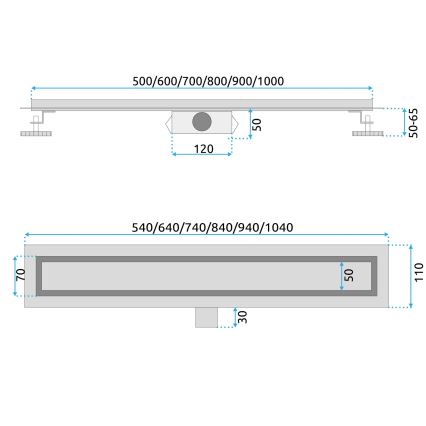 REA-G6600 - Notekas kanāls PURE NEOX 50 cm matēta melna