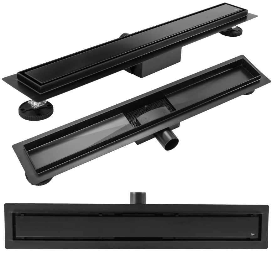 REA-G6602 - Dušas noteka PURE NEOX 70 cm matēta melna