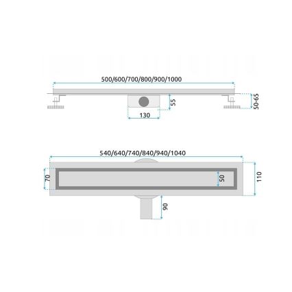 REA-G7803 - Notekas kanāls NEOX PRO 80 cm nerūsējošais tērauds/melns