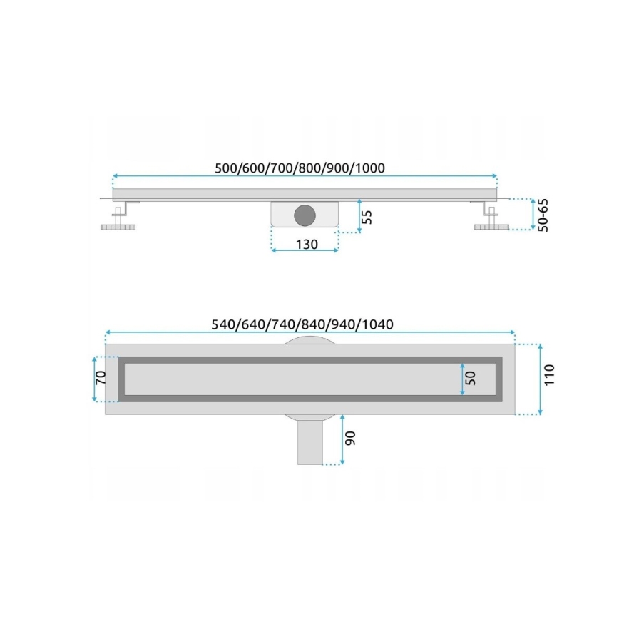 REA-G7803 - Notekas kanāls NEOX PRO 80 cm nerūsējošais tērauds/melns
