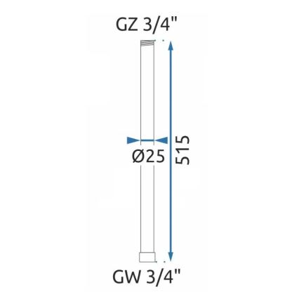 REA-K0880 - Pagarinājuma stienis dušas/vannas komplektam 51,5 cm matēts melns