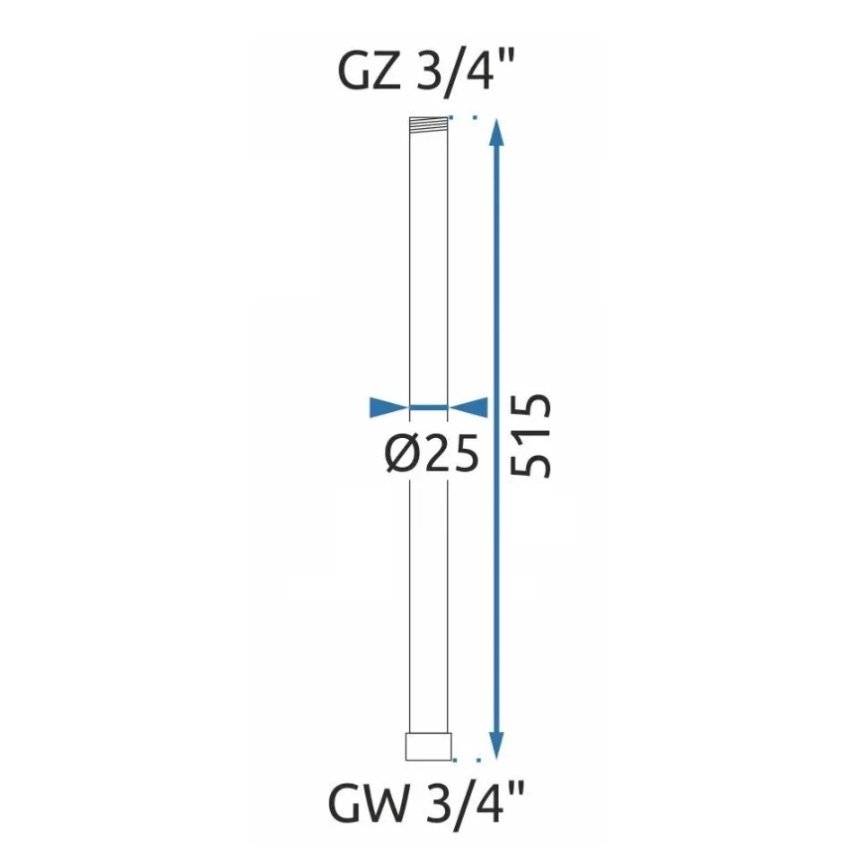 REA-K0880 - Pagarinājuma stienis dušas/vannas komplektam 51,5 cm matēts melns