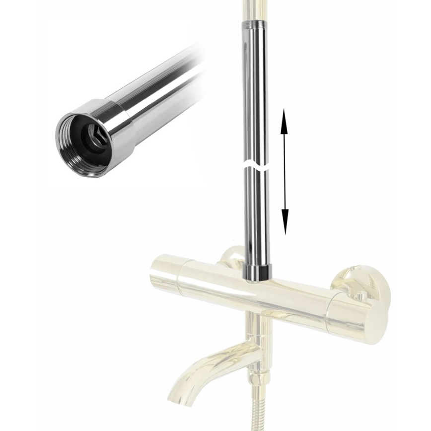 REA-K0881 - Pagarināšanas stienis dušas/vannas komplektam 51,5 cm spīdīgs hroms