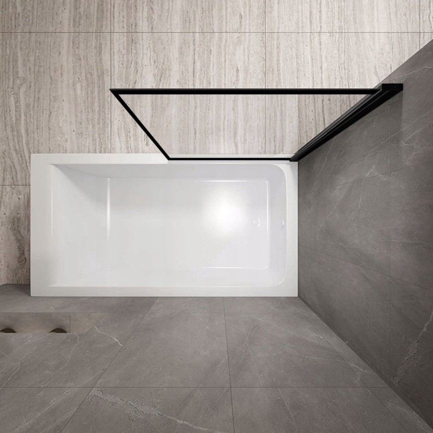 REA-K7390 - Vannas siena LAGOS 140x80 cm melna/caurspīdīga