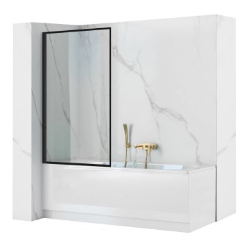 REA-K7632 - Pārvietojama vannas siena LAGOS 140x70 cm melna/caurspīdīga