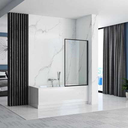 REA-K7632 - Pārvietojama vannas siena LAGOS 140x70 cm melna/caurspīdīga