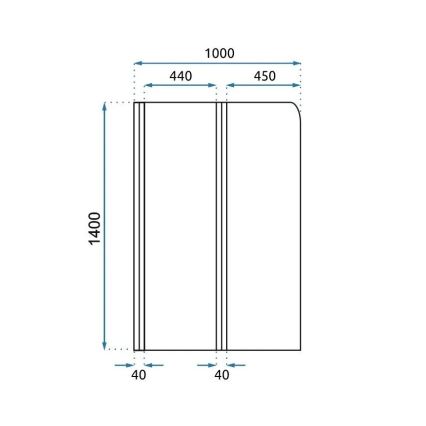 REA-K9777 - Salokāma vannas stikla siena AGAT 140x100 cm matēta zelta/caurspīdīga
