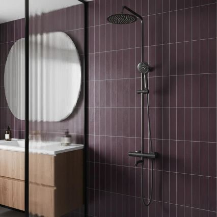 REA-P6386 - Dušas komplekts ar LUNGO termostata jaucējkrānu, titāna